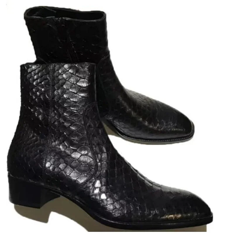 British Fashion Alligator Leather Pointed Toe Man Chelsea Boots Zipper Side Square Heel Real Leather Ankle Boots Zapatos Hombres
British Fashion Alligator Leather Pointed Toe Man Chelsea Boots Zipper Side Square Heel Real Leather Ankle Boots Zapatos Hombres