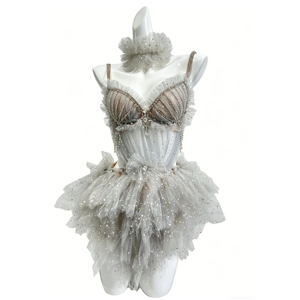 Sexy Nightclub Women Performance Stage Costume Shiny Rhinestones Mesh Bikini Bodysuit Dancer Pole Dancing Party Rave Outfit
Sexy Nightclub Women Performance Stage Costume Shiny Rhinestones Mesh Bikini Bodysuit Dancer Pole Dancing Party Rave Outfit