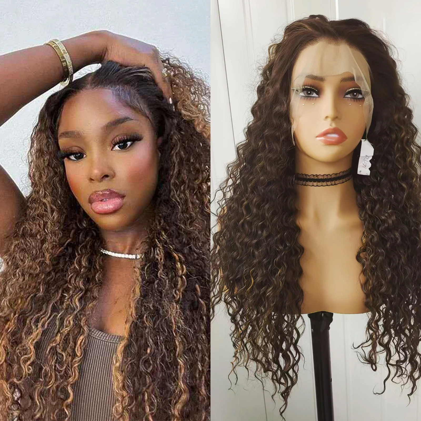 WIF Long Curly Brown with Blonde Highlights Wig Natural Hairline Hair Heat Resistant Fiber Synthetic Lace Front Wigs Women Use
WIF Long Curly Brown with Blonde Highlights Wig Natural Hairline Hair Heat Resistant Fiber Synthetic Lace Front Wigs Women Use