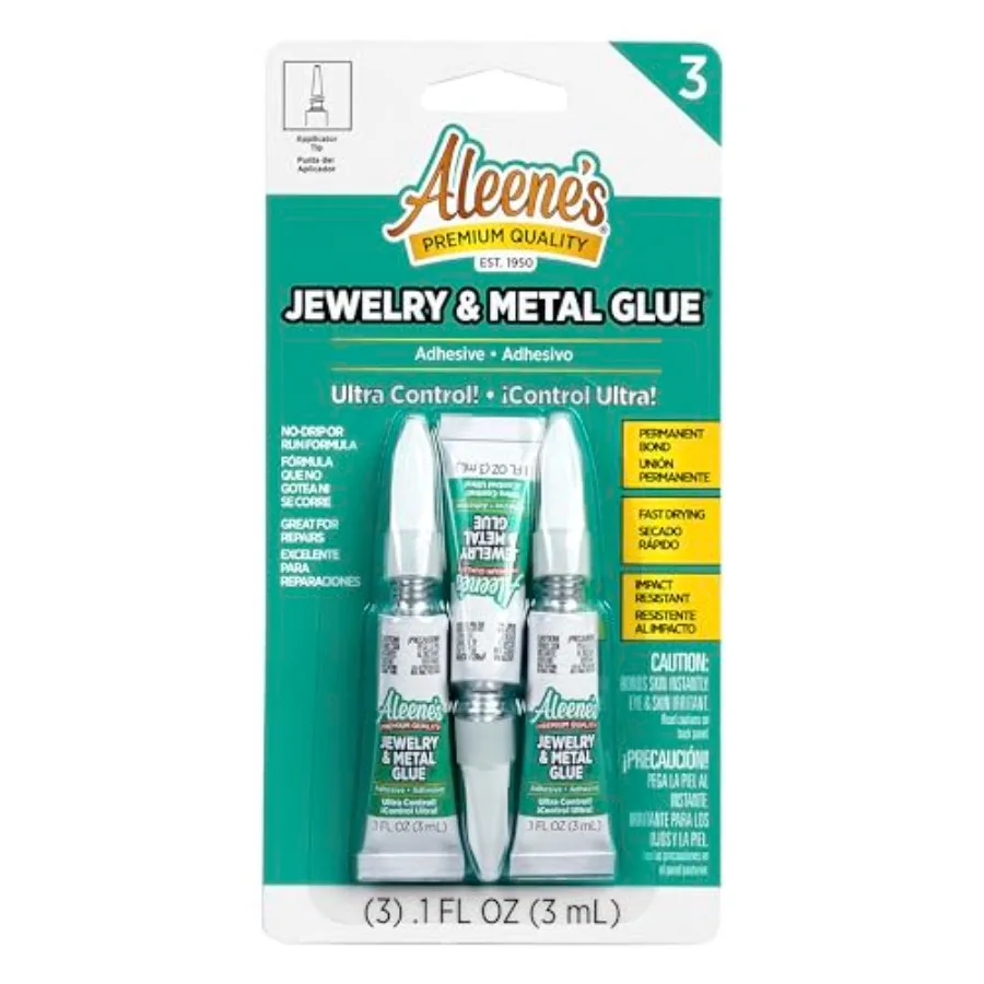 Jewelry and Metal Glue, 0.1 oz 3-Pack - Instant Adhesive, Permanent Bond, Waterproof, Dries Clear, Ideal for Repairs and Jewelr
Jewelry and Metal Glue, 0.1 oz 3-Pack - Instant Adhesive, Permanent Bond, Waterproof, Dries Clear, Ideal for Repairs and Jewelr