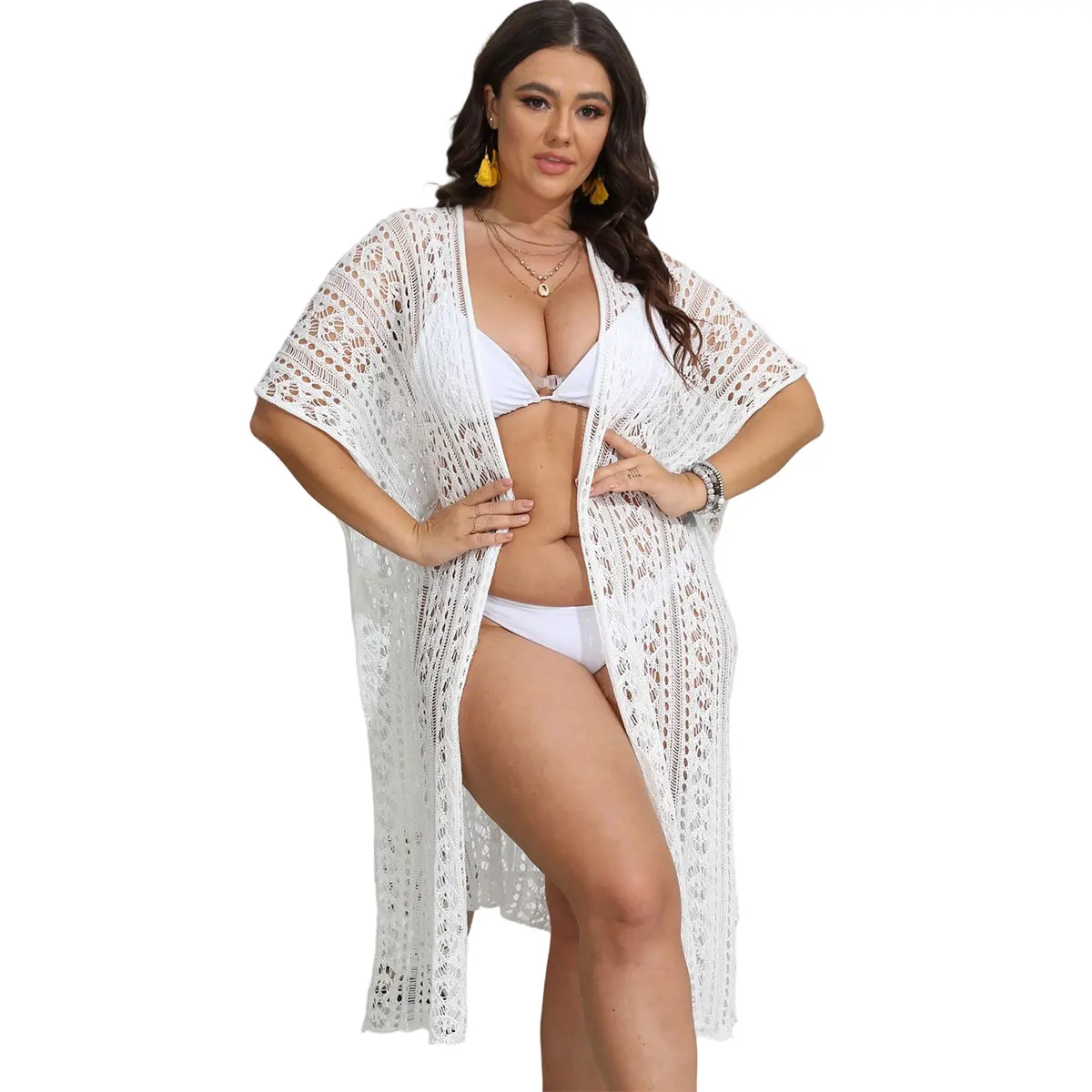 Plus Size Women Sexy Knitted Cardigan Beach Bikini Cover Up Dress Hollow Split Multi-color Oversize Beachwear
Plus Size Women Sexy Knitted Cardigan Beach Bikini Cover Up Dress Hollow Split Multi-color Oversize Beachwear