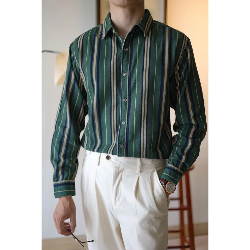 Men's Square Collar Patchwork Striped Shirts for Spring and Autumn Fashion England Long Sleeve Loose Cardigan Button Casual Tops
Men's Square Collar Patchwork Striped Shirts for Spring and Autumn Fashion England Long Sleeve Loose Cardigan Button Casual Tops