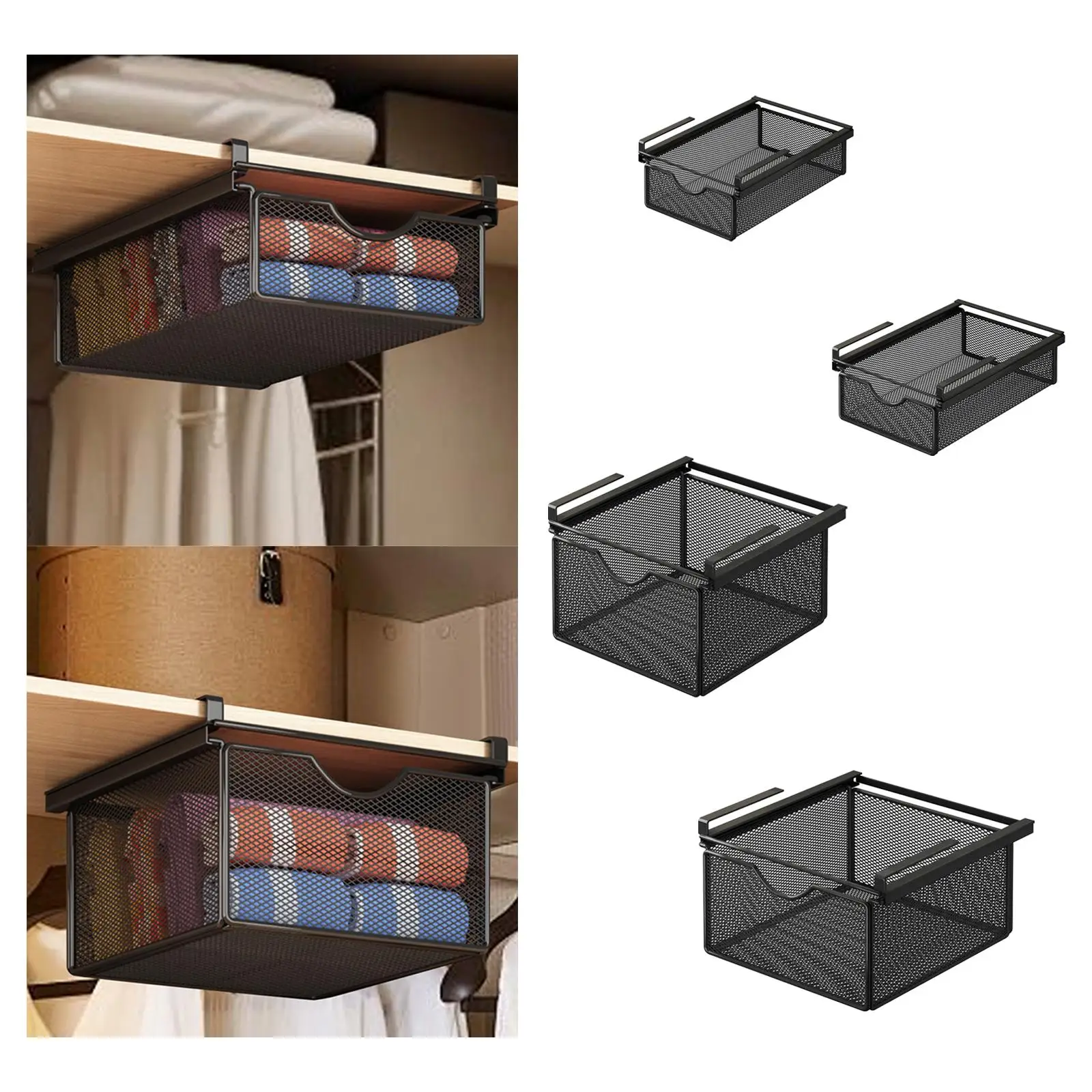 Wire Shelf Basket Organizer Sturdy Multifunctional Hanging Pullout Drawer Basket for Wardrobe Under Desk Bedroom Dresser Home
Wire Shelf Basket Organizer Sturdy Multifunctional Hanging Pullout Drawer Basket for Wardrobe Under Desk Bedroom Dresser Home