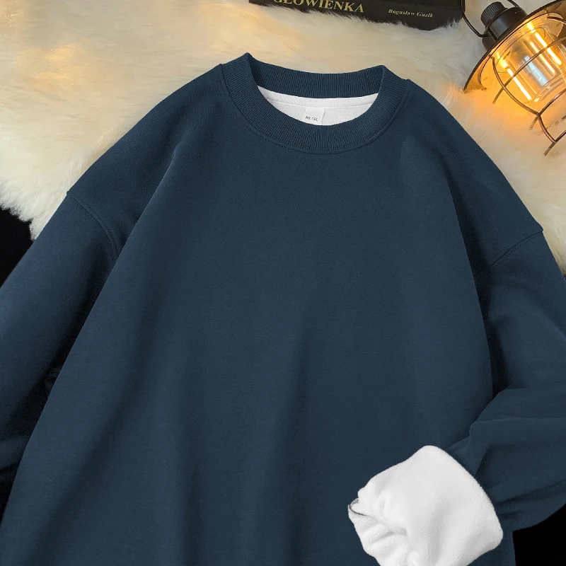 Heavyweight round Neck Sweatshirt Men's Autumn Winter Thick Long Sleeve Fleece Lined Warm Color Hoodless Pure Color Top
Heavyweight round Neck Sweatshirt Men's Autumn Winter Thick Long Sleeve Fleece Lined Warm Color Hoodless Pure Color Top