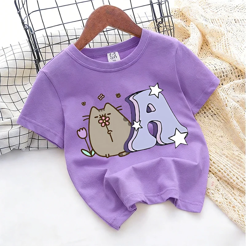 Cute Pusheens Cotton T-shirt Letter Kawaii Print Short Sleeve Clothes Anime Popular Cartoon Kids Girl Tees Streetwear Child Tops
Cute Pusheens Cotton T-shirt Letter Kawaii Print Short Sleeve Clothes Anime Popular Cartoon Kids Girl Tees Streetwear Child Tops