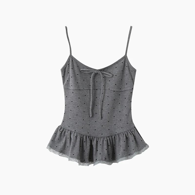 Ruffle Trim Cami Set Gray Polka Dot Bralette with Cropped Cardigan Korean Fashion Two Piece Outfit
Ruffle Trim Cami Set Gray Polka Dot Bralette with Cropped Cardigan Korean Fashion Two Piece Outfit