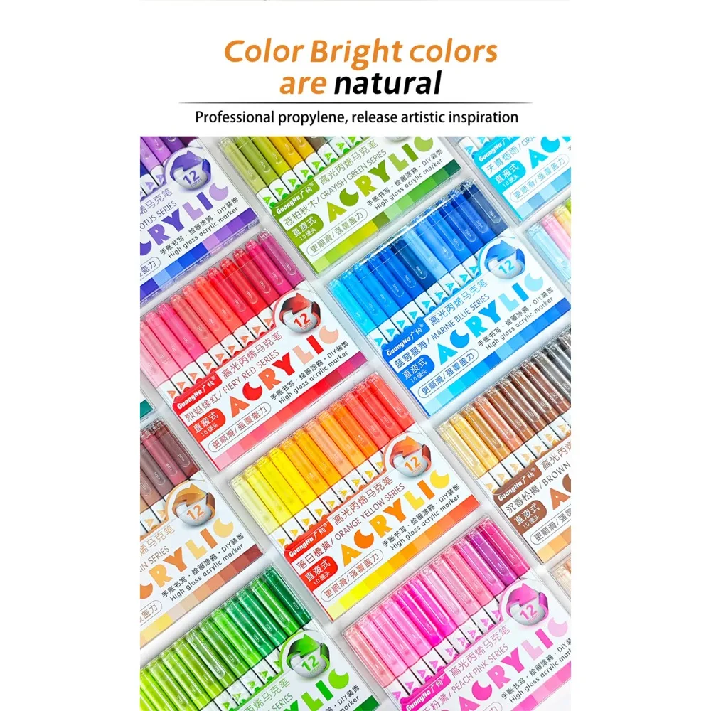 168/72/12 Colors GuangNa High Gloss Acrylic Marker Pens,DIY Hand Drawn,Graffiti Paint Art Pen Set,Perfect for Artist/Students
168/72/12 Colors GuangNa High Gloss Acrylic Marker Pens,DIY Hand Drawn,Graffiti Paint Art Pen Set,Perfect for Artist/Students