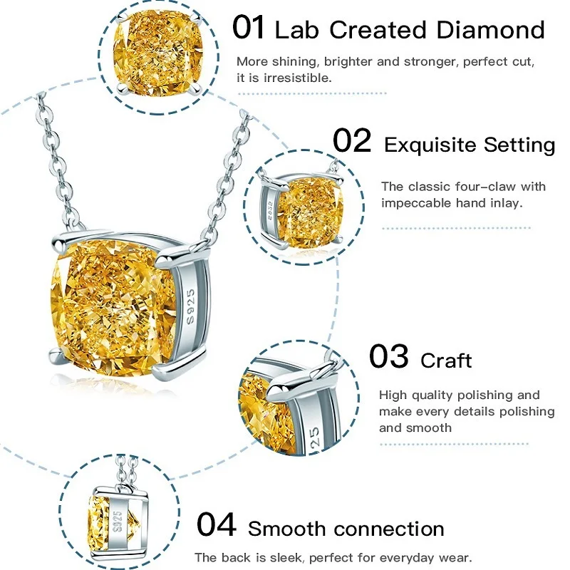 Apaison Necklace Pendants For Woman 100% 925 Sterling Silver 10*10mm Yellow High Carbon Diamond Wedding Party Jewelry Wholesale
Apaison Necklace Pendants For Woman 100% 925 Sterling Silver 10*10mm Yellow High Carbon Diamond Wedding Party Jewelry Wholesale