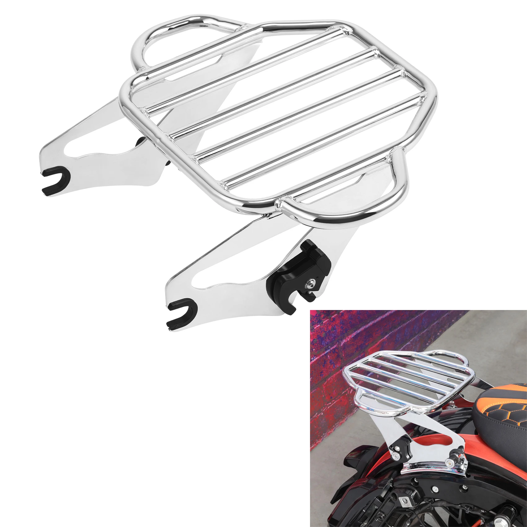 Съемный багажник с двумя креплениями для Harley Touring Road King Electra Street Glide FLHT 2009-2024, аксессуары для мотоциклов
Съемный багажник с двумя креплениями для Harley Touring Road King Electra Street Glide FLHT 2009-2024, аксессуары для мотоциклов