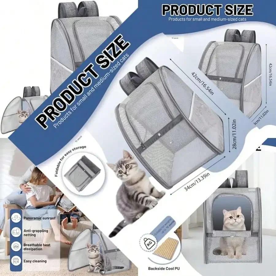 Breathable Backpack For Small Dogs & Cats - Lightweight, Foldable & Escape-Proof Design, Approved For Air Travel, Suitable For T
Breathable Backpack For Small Dogs & Cats - Lightweight, Foldable & Escape-Proof Design, Approved For Air Travel, Suitable For T