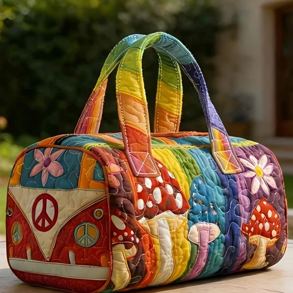 Floral Mushroom Print Quilted Duffle Bag Boho Peace Sign Hippie Travel Tote HandBag Men Women Weekender Bags
Floral Mushroom Print Quilted Duffle Bag Boho Peace Sign Hippie Travel Tote HandBag Men Women Weekender Bags