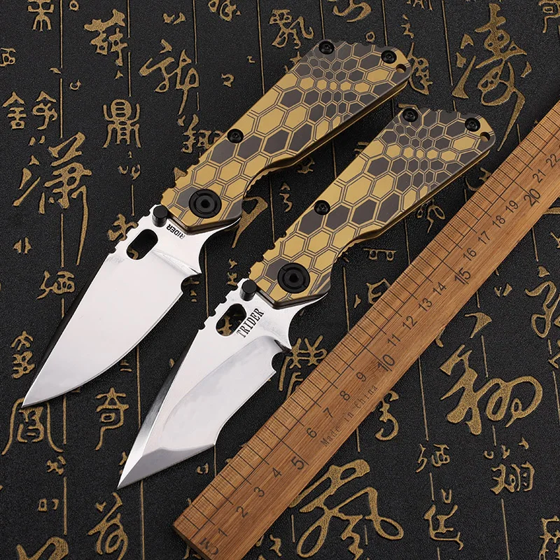 D2 steel blade, titanium alloy handle, folding knife, outdoor self-defense, camping survival, cutting, portable tool knife
D2 steel blade, titanium alloy handle, folding knife, outdoor self-defense, camping survival, cutting, portable tool knife