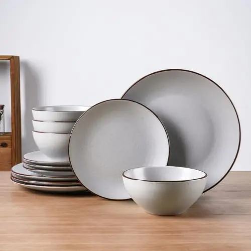 Famiware 12-Pc Stoneware Dinnerware Set, Matte Light Gray - Microwave & Dishwasher Safe
Famiware 12-Pc Stoneware Dinnerware Set, Matte Light Gray - Microwave & Dishwasher Safe