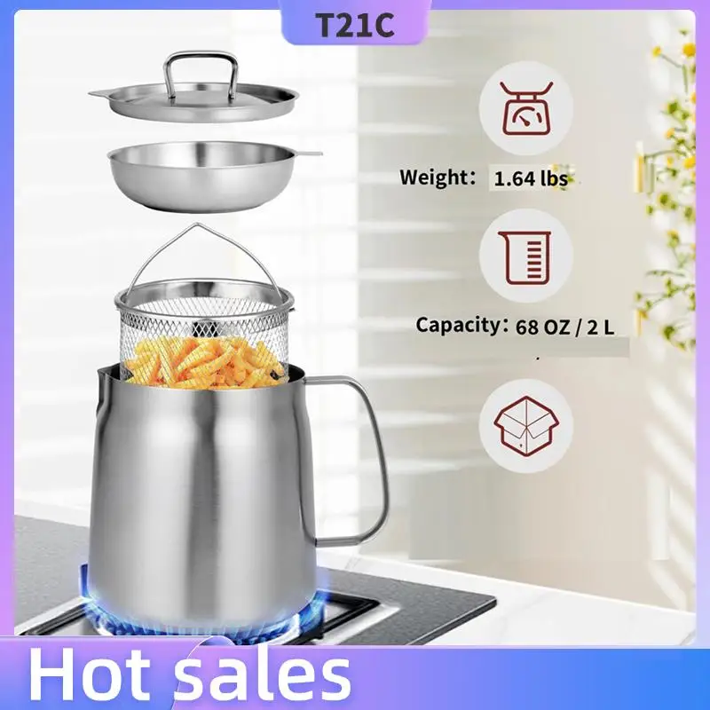 T21C 2X Stainless Steel Fry Kitchen Pot 2L Kitchen Fryer Pan Large Capacity Multifunctional Oil Filter Tank Deep Frying Pot
T21C 2X Stainless Steel Fry Kitchen Pot 2L Kitchen Fryer Pan Large Capacity Multifunctional Oil Filter Tank Deep Frying Pot
