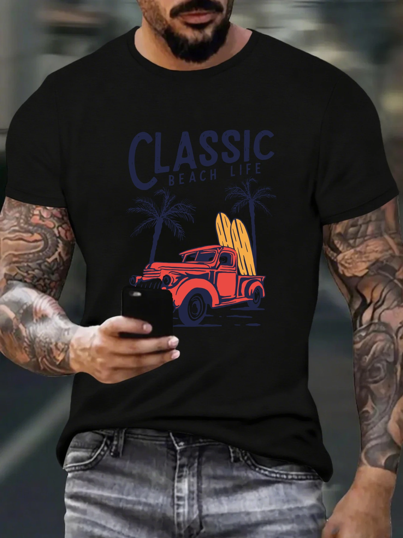 Vintage Classic Car Graphic T-Shirt for Men, Muscle Car Style Short Sleeve Tee, Casual Auto Print Tops
Vintage Classic Car Graphic T-Shirt for Men, Muscle Car Style Short Sleeve Tee, Casual Auto Print Tops
