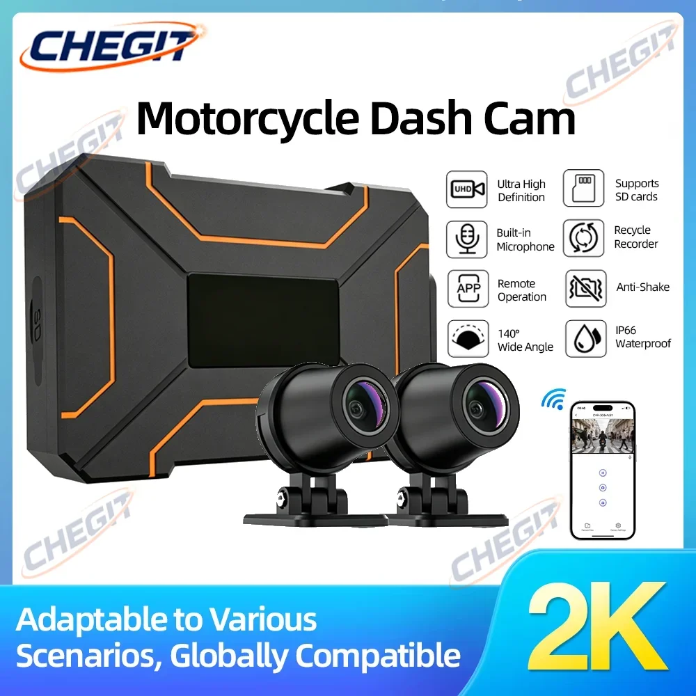 Portable Motorcycle Driving Recorder 2K/1080P dual lens IP66 waterproof WiFi enabled works with TF card Safe and reliable
Portable Motorcycle Driving Recorder 2K/1080P dual lens IP66 waterproof WiFi enabled works with TF card Safe and reliable