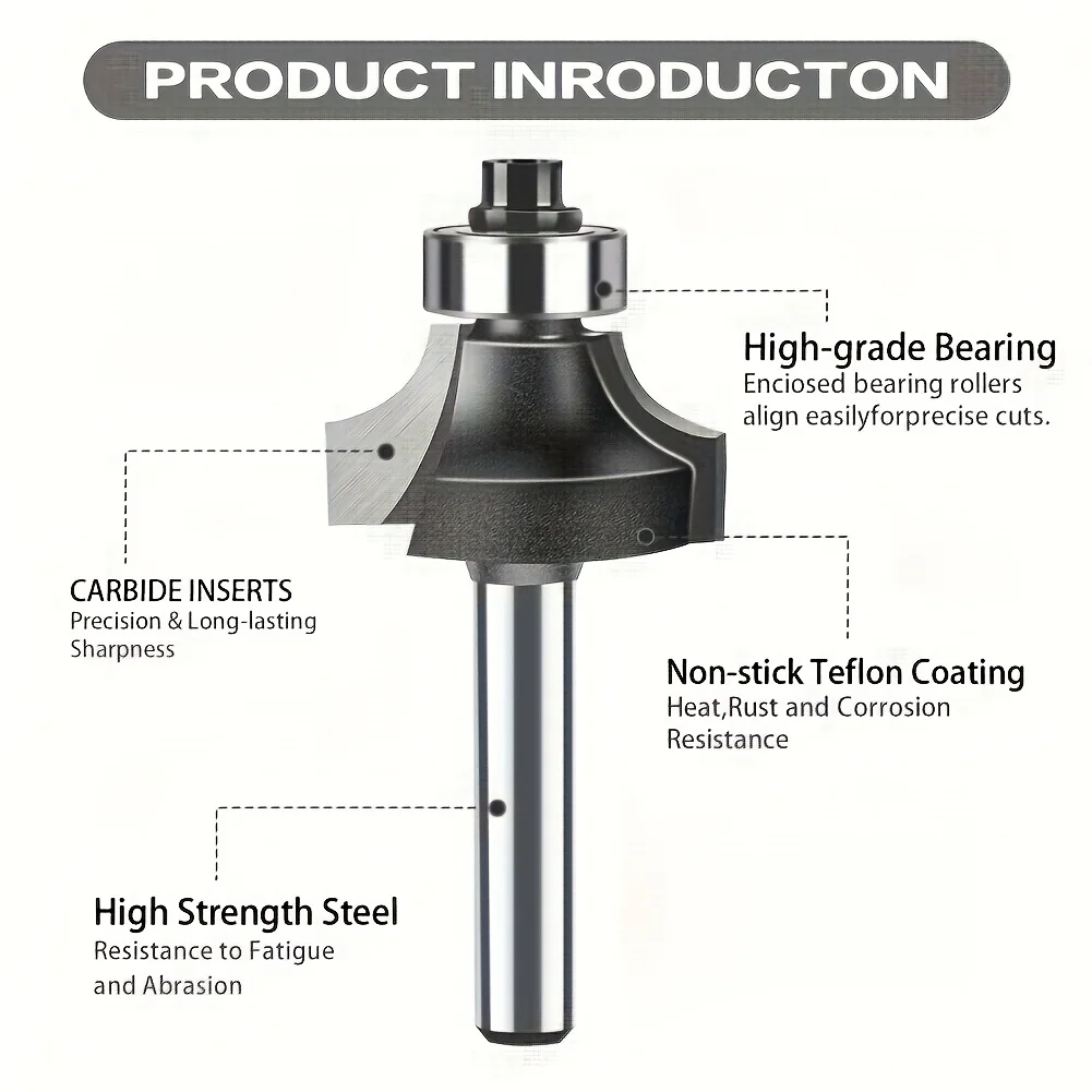  5 шт. твердосплавные закругленные биты 1/4 дюйма — фаска, кромка и резьба для деревообработки и DIY
5 шт. твердосплавные закругленные биты 1/4 дюйма — фаска, кромка и резьба для деревообработки и DIY 