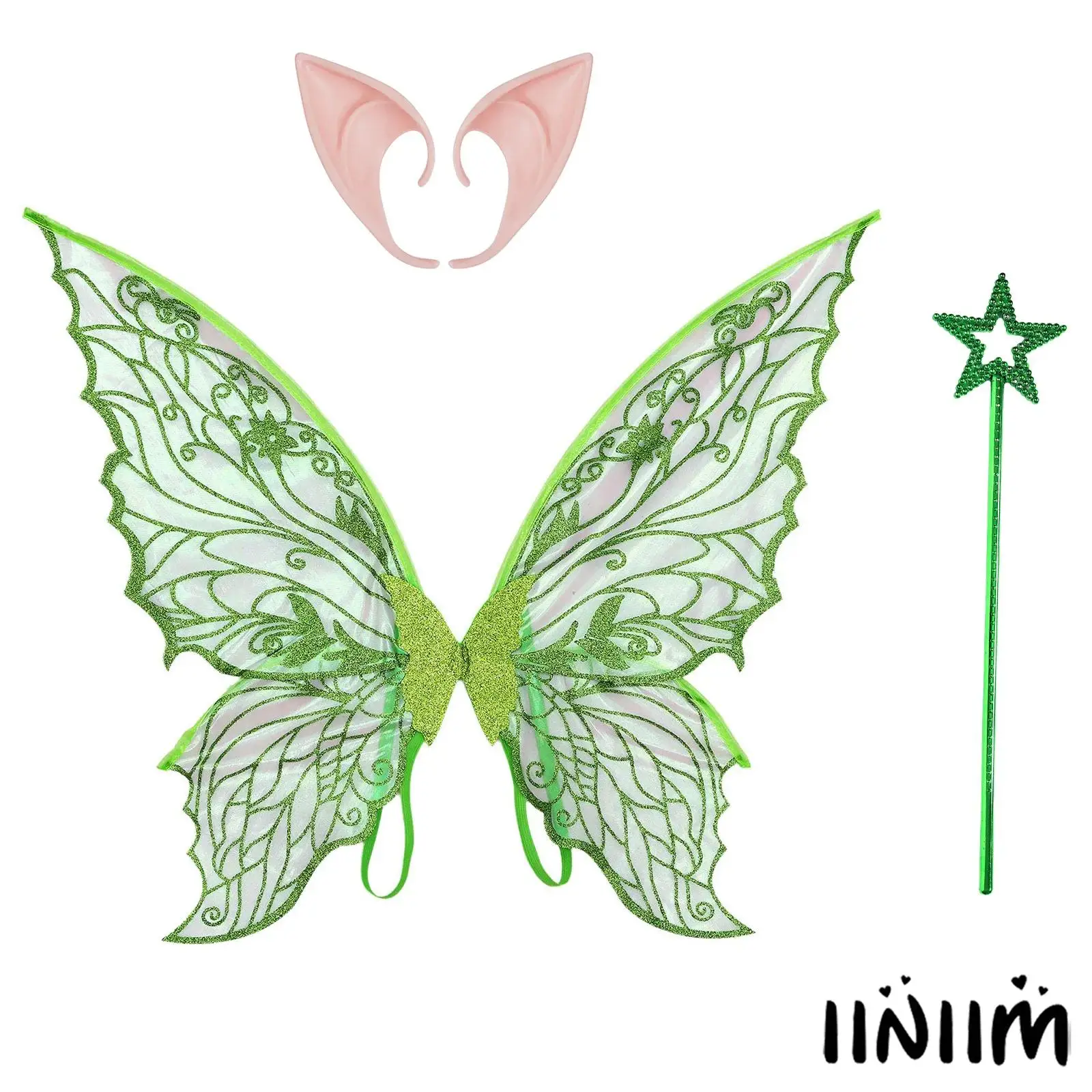 Halloween Masquerade Cosplay Accessories Set Gradient Sheer Shiny Wing+Realistic Elf Ears+Fairy Stick Costume Set Party Props
Halloween Masquerade Cosplay Accessories Set Gradient Sheer Shiny Wing+Realistic Elf Ears+Fairy Stick Costume Set Party Props