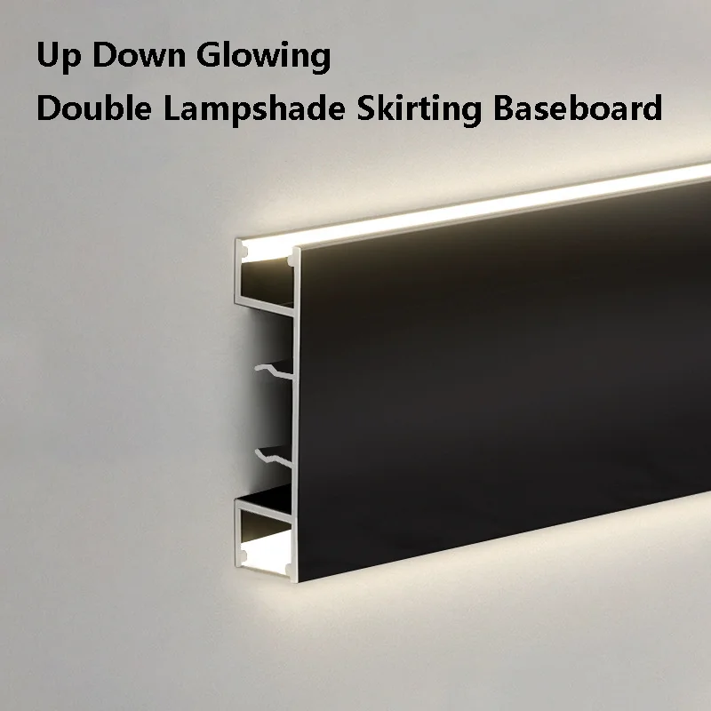 Up Down Glowing Double Lampshade Skirting Baseboard Aluminum Profile Channel Suface Mounted Wall Linear Hard Strip Lamp H60/76CM 
Up Down Glowing Double Lampshade Skirting Baseboard Aluminum Profile Channel Suface Mounted Wall Linear Hard Strip Lamp H60/76CM