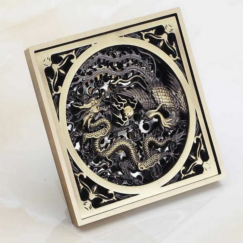 Antique Brass Dragon Phoenix Carved Bathroom Floor Waste Grate Shower Drain Drainer thr017
Antique Brass Dragon Phoenix Carved Bathroom Floor Waste Grate Shower Drain Drainer thr017