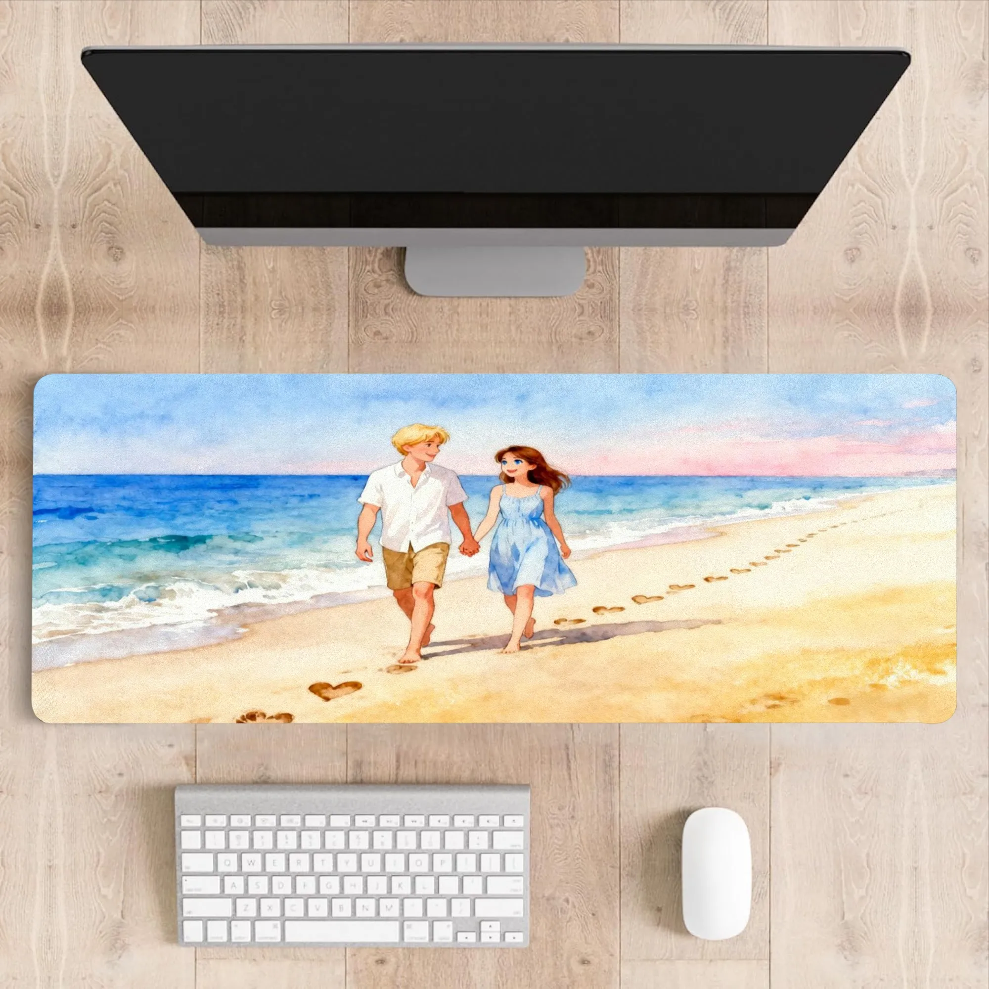 Summer Ocean Couple Footprint Gaming Mouse Pad 11.8*31.5in Non-slip Rubber Base Large Smooth Desk Mat for Office Dorm
Summer Ocean Couple Footprint Gaming Mouse Pad 11.8*31.5in Non-slip Rubber Base Large Smooth Desk Mat for Office Dorm