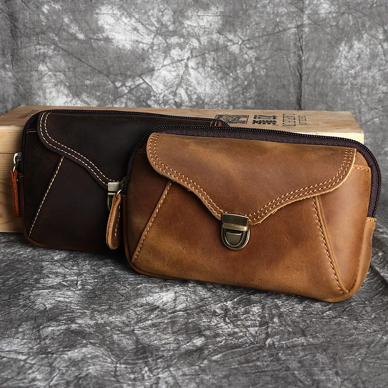 Retro Genuine Mad Leather Waist Bag Mobile Phone Bag Sports Belt Bag Leather Goods Men's Bags Pure Color Casual
Retro Genuine Mad Leather Waist Bag Mobile Phone Bag Sports Belt Bag Leather Goods Men's Bags Pure Color Casual