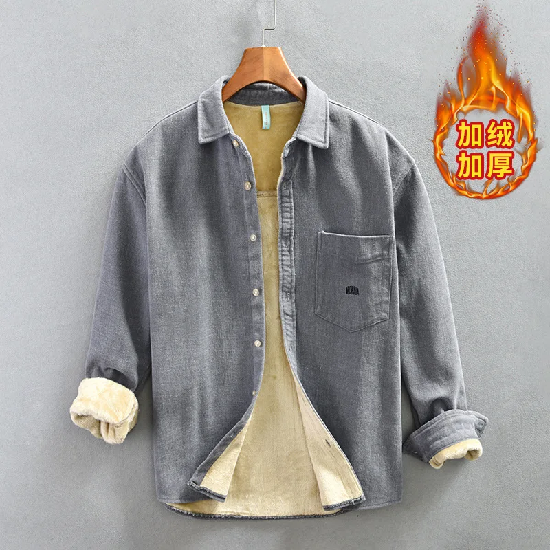 Winter Shirts Men Japanese Vintage Cargo Shirt Man Daily Casual Solid Lapel Fleece Thick Shirt with Pocket Keep Warm Tops Simple
Winter Shirts Men Japanese Vintage Cargo Shirt Man Daily Casual Solid Lapel Fleece Thick Shirt with Pocket Keep Warm Tops Simple