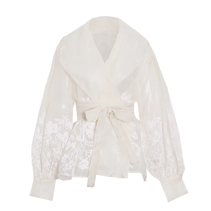 Spring 2025 Vintage Blouse For Women Oganza Lapel Tunic Lace-up Bow Sexy Tranparent Top Female Fashion Long Sleeve 52913
Spring 2025 Vintage Blouse For Women Oganza Lapel Tunic Lace-up Bow Sexy Tranparent Top Female Fashion Long Sleeve 52913