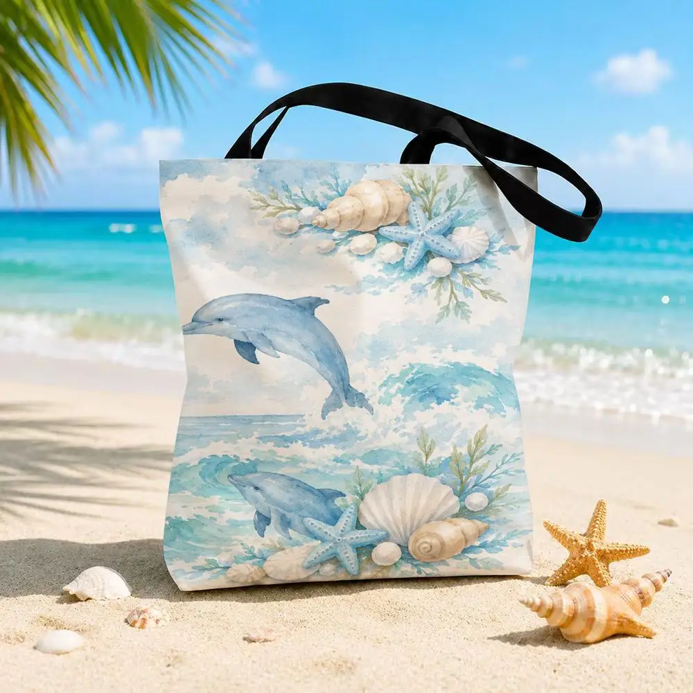 Dolphin Ocean Design Storage Bags Canvas Double-Sided Print Durable Tote Bag Beach Travel Picnic Foldable Eco Handbag
Dolphin Ocean Design Storage Bags Canvas Double-Sided Print Durable Tote Bag Beach Travel Picnic Foldable Eco Handbag