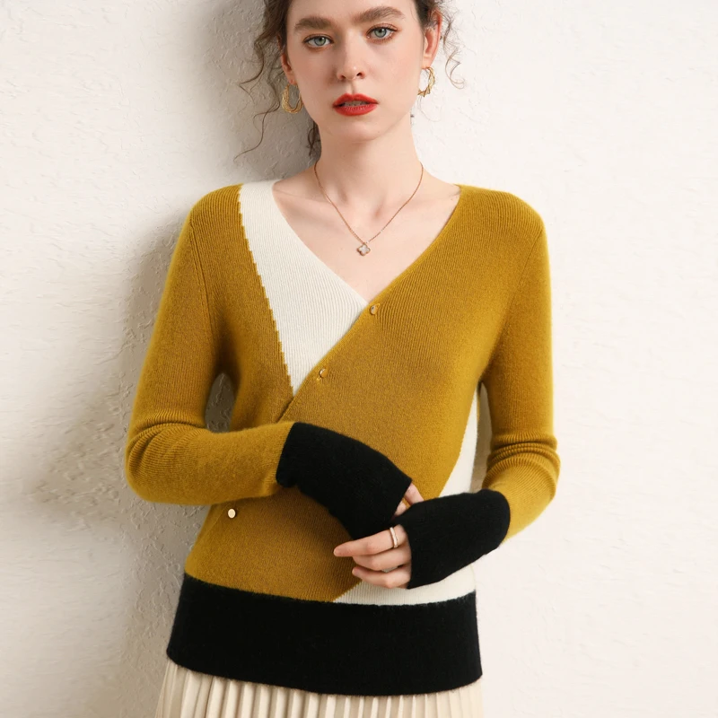 New 100% Pure Cashmere Knit Sweater Women High Elasticity V-Neck Pullover Female Shirt Autumn Winter Fashion Clothes Girls Tops
New 100% Pure Cashmere Knit Sweater Women High Elasticity V-Neck Pullover Female Shirt Autumn Winter Fashion Clothes Girls Tops