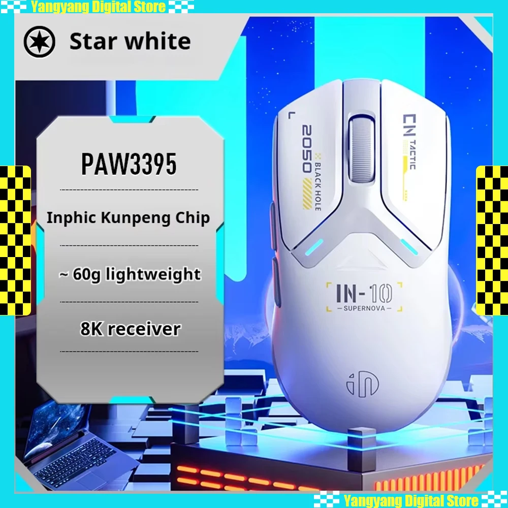 Inphic IN10 Wireless Mouse 8K PAW3395 Low Delay Long Battery Life RGB E-Sports Gaming Mouse Lightweight PC Gamer Accessories
Inphic IN10 Wireless Mouse 8K PAW3395 Low Delay Long Battery Life RGB E-Sports Gaming Mouse Lightweight PC Gamer Accessories