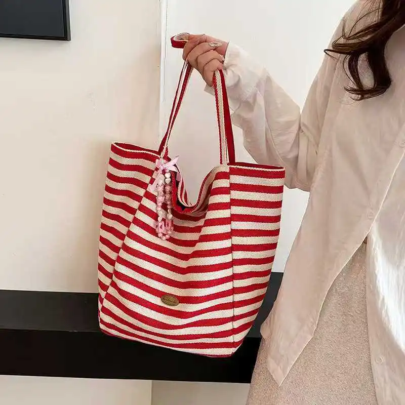 NEW Striped Women's Canvas Shoulder Bag Large Capacity College Girls Handbags Portable Ladies Shopping Bags
NEW Striped Women's Canvas Shoulder Bag Large Capacity College Girls Handbags Portable Ladies Shopping Bags