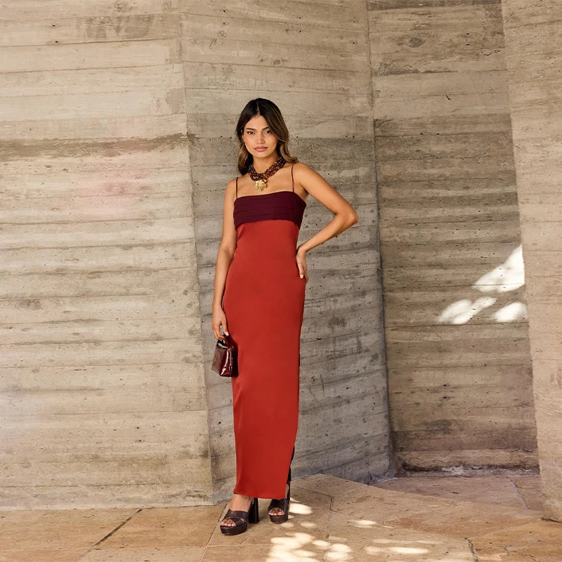 Design Color Block Suspender Maxi Dress For Women Sexy Off Shoulder Backless Long Robe 2025 New Chic Party Y2k Streetwear
Design Color Block Suspender Maxi Dress For Women Sexy Off Shoulder Backless Long Robe 2025 New Chic Party Y2k Streetwear