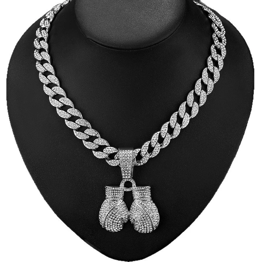 DIY accessories Hip Hop Full Diamond Boxing Gloves Alloy Pendant European and American Trend Personality Men Cuban Chain Necklac
DIY accessories Hip Hop Full Diamond Boxing Gloves Alloy Pendant European and American Trend Personality Men Cuban Chain Necklac