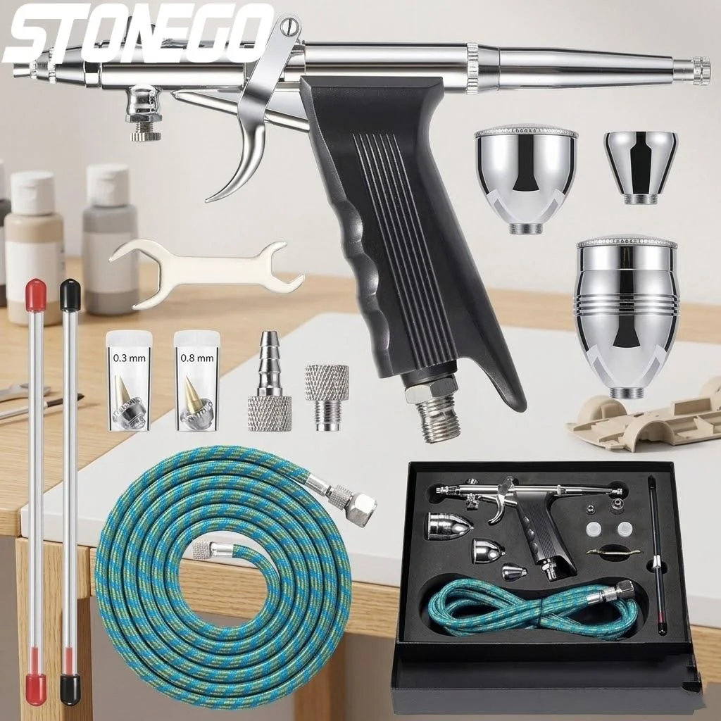 Professional Dual Action Airbrush Kit 0 3 to 0 8 Millimeter Needles 2 13cc Cups for Nail Art Cake Tattooing
Professional Dual Action Airbrush Kit 0 3 to 0 8 Millimeter Needles 2 13cc Cups for Nail Art Cake Tattooing