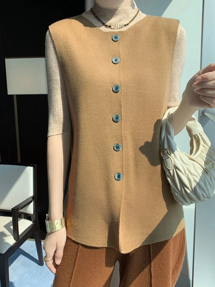 New Blend Wool Women's Vest Spring Autumn Lady Knitwear Cozy Cardigan Sleeveless Clothing Tops Solid Sweater Female Spin Jersey
New Blend Wool Women's Vest Spring Autumn Lady Knitwear Cozy Cardigan Sleeveless Clothing Tops Solid Sweater Female Spin Jersey
