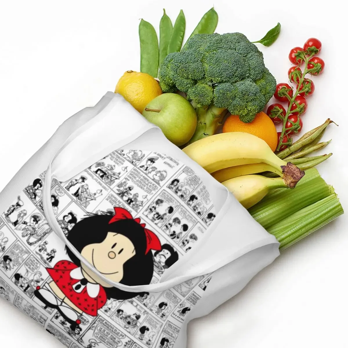 Custom Reusable Mafalda Cartoon Quino Comics Shopping Bag Women Canvas Shoulder Tote Bag Washable Grocery Shopper Bags Handbags
Custom Reusable Mafalda Cartoon Quino Comics Shopping Bag Women Canvas Shoulder Tote Bag Washable Grocery Shopper Bags Handbags