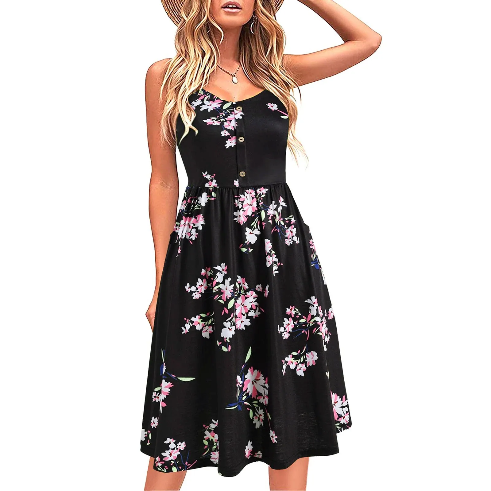 2024 Women Summer Casual Dress Print Button V Neck Dress Sleeveless Loose Dress Straps Splice Loose Beach Dress Vestidos
2024 Women Summer Casual Dress Print Button V Neck Dress Sleeveless Loose Dress Straps Splice Loose Beach Dress Vestidos