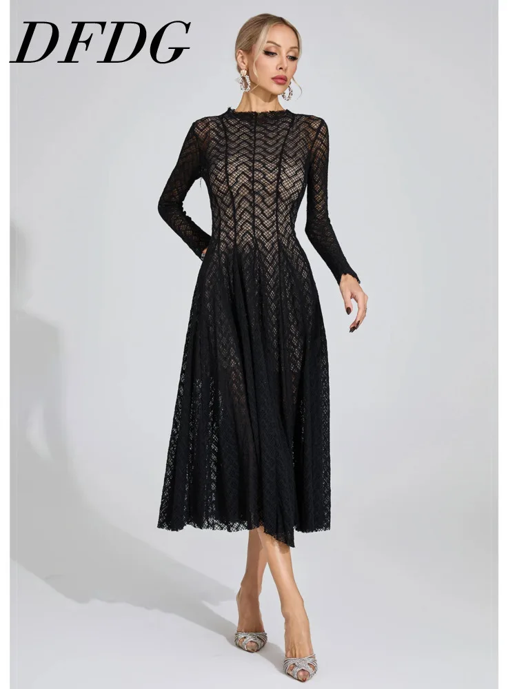 DFDG Women's 2025 Spring Summer Elegant Lace Maxi Dress Slim Fit Flared Skirt Unique Design Luxury Chic Party Gown Dress
DFDG Women's 2025 Spring Summer Elegant Lace Maxi Dress Slim Fit Flared Skirt Unique Design Luxury Chic Party Gown Dress