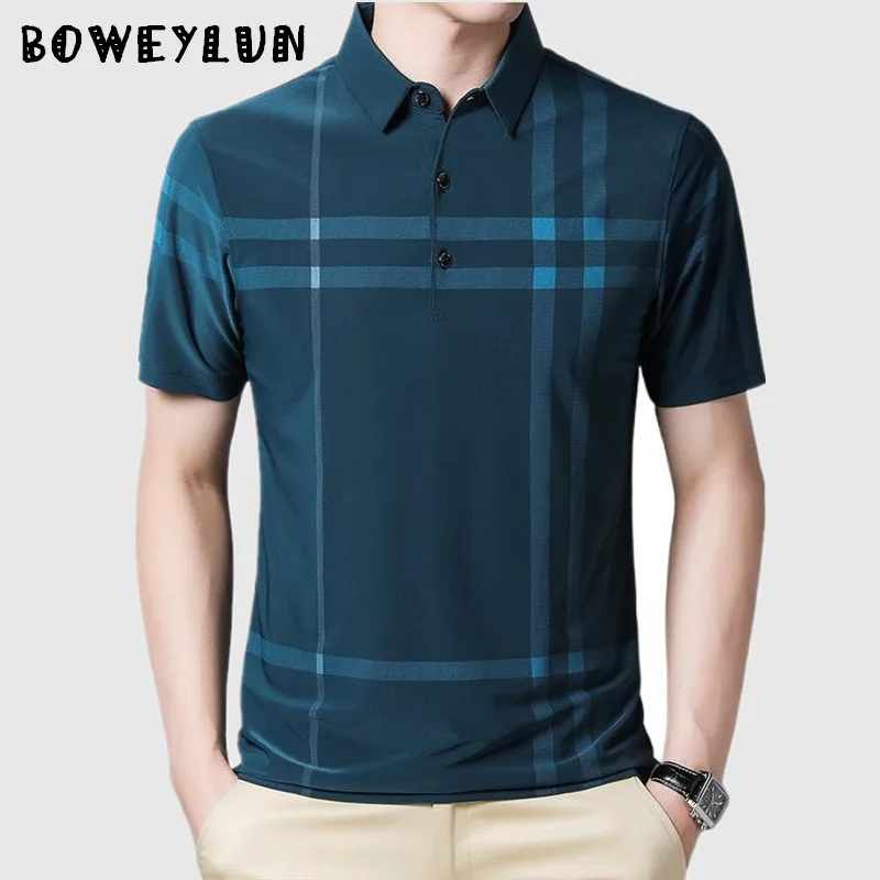BOWEYLUN Summer Ice Silk Short-sleeved T-shirt Comfortable Breathable Casual Lapel Polo Shirt Tops For Male
BOWEYLUN Summer Ice Silk Short-sleeved T-shirt Comfortable Breathable Casual Lapel Polo Shirt Tops For Male
