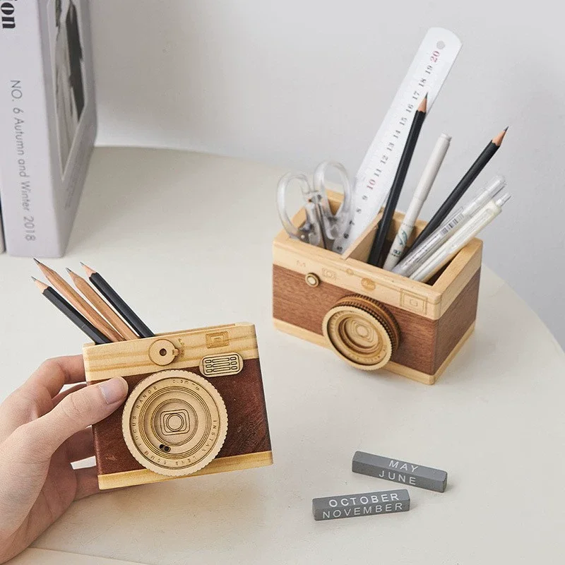 Vintage Camera-Shaped Wooden Pen Holder, Desk Organizer for Stationery
Vintage Camera-Shaped Wooden Pen Holder, Desk Organizer for Stationery