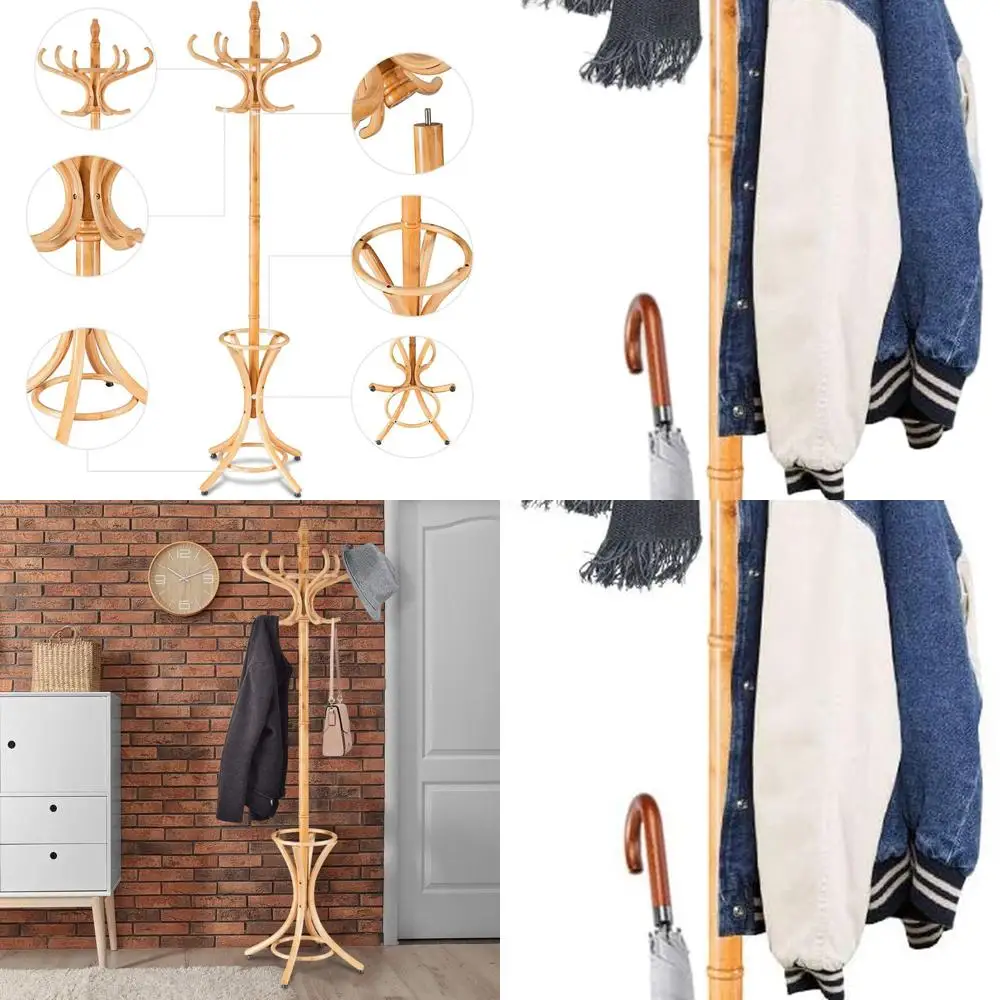 Oak Wooden Freestanding Coat Rack with 12 Hooks and Umbrella Stand, 73 Tall Entryway Tree Organizer for Hats, Scarves, Bags, Eas
Oak Wooden Freestanding Coat Rack with 12 Hooks and Umbrella Stand, 73 Tall Entryway Tree Organizer for Hats, Scarves, Bags, Eas