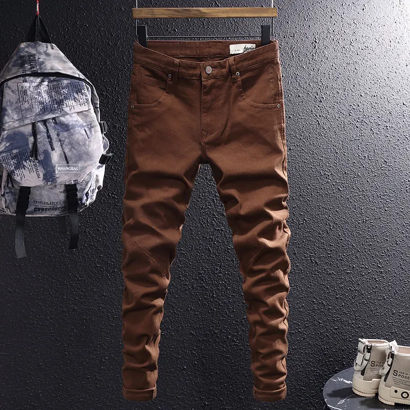 Newly Designer Fashion Men Jeans High Quality Coffee Khaki Casual Denim Pants Men Simple Vintage Stretch Slim Jeans Homme
Newly Designer Fashion Men Jeans High Quality Coffee Khaki Casual Denim Pants Men Simple Vintage Stretch Slim Jeans Homme