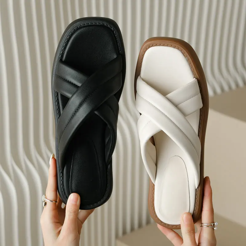 Women Sandals Retro Slippers Flat Platform Open Toe Casual Fashion Spring Summer Genuine Leather Shoes Woman
Women Sandals Retro Slippers Flat Platform Open Toe Casual Fashion Spring Summer Genuine Leather Shoes Woman