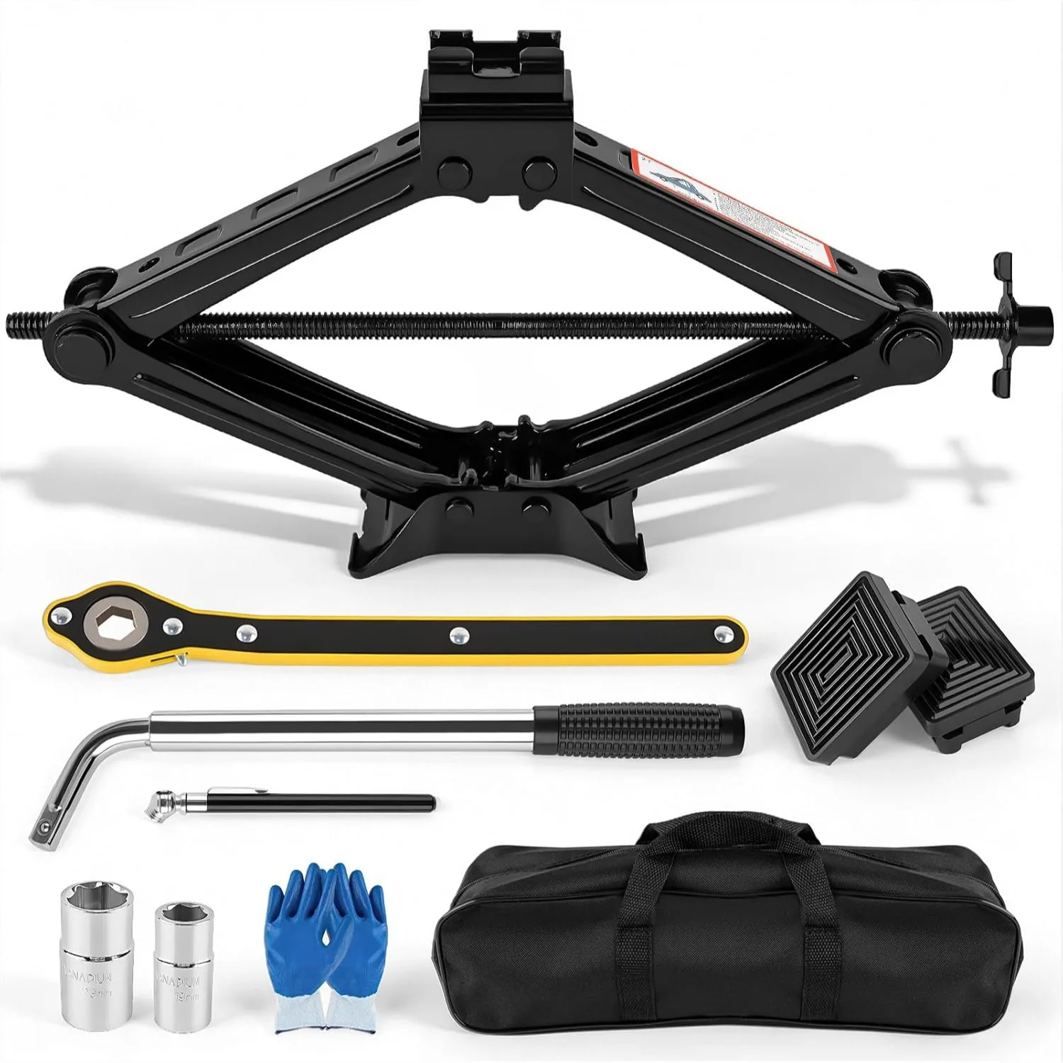 2 Ton Scissor Jack, 4409 Lbs Car Jack Kit with 2 Rubber Pads, 10PCS Portable Emergency Kit with Ratchet Wrench for Vehicles SUV
2 Ton Scissor Jack, 4409 Lbs Car Jack Kit with 2 Rubber Pads, 10PCS Portable Emergency Kit with Ratchet Wrench for Vehicles SUV