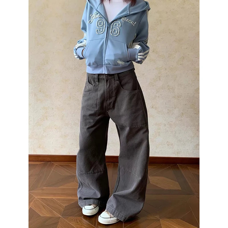 ZHIZOU Women Baggy Jeans Wide Fit Brown Denim Pants Y2K Japanese Harajuku 2000s American Retro Grunge Punk Tide High Street New
ZHIZOU Women Baggy Jeans Wide Fit Brown Denim Pants Y2K Japanese Harajuku 2000s American Retro Grunge Punk Tide High Street New