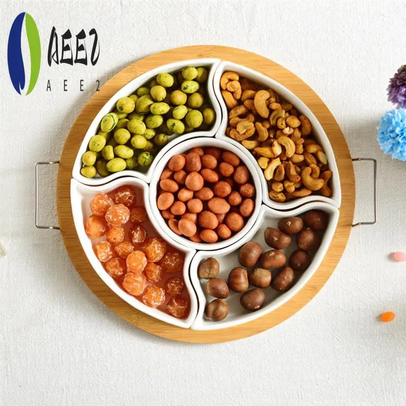 AEE2- Divided Serving Dishes Platter With Clear Lid, Bamboo Appetizer Tray With Handles 5 Removable Snacks Bowls Durable
AEE2- Divided Serving Dishes Platter With Clear Lid, Bamboo Appetizer Tray With Handles 5 Removable Snacks Bowls Durable