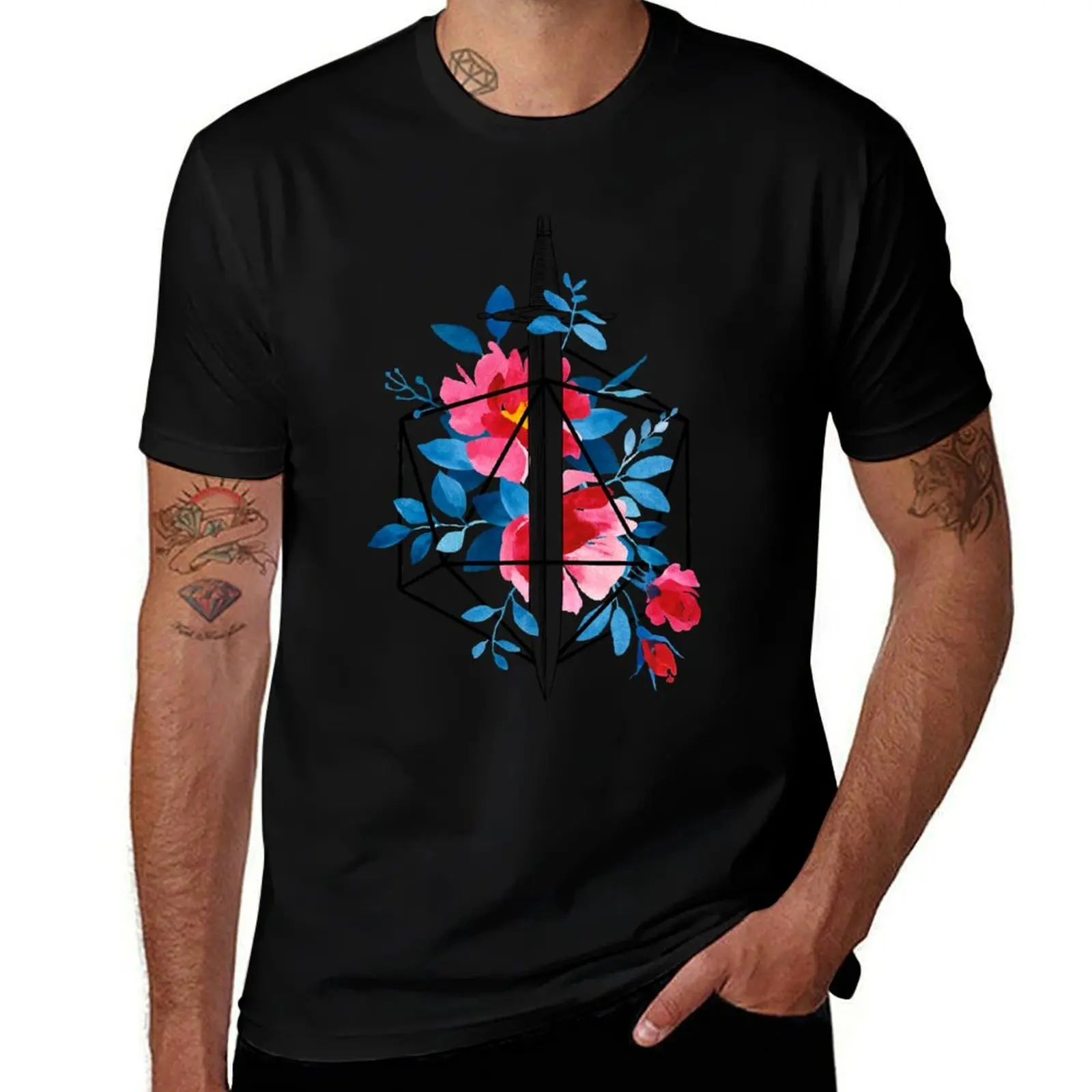 D20 Sword & Flower T-Shirt Soft Casual Short Sleeve Cotton Tee
D20 Sword & Flower T-Shirt Soft Casual Short Sleeve Cotton Tee