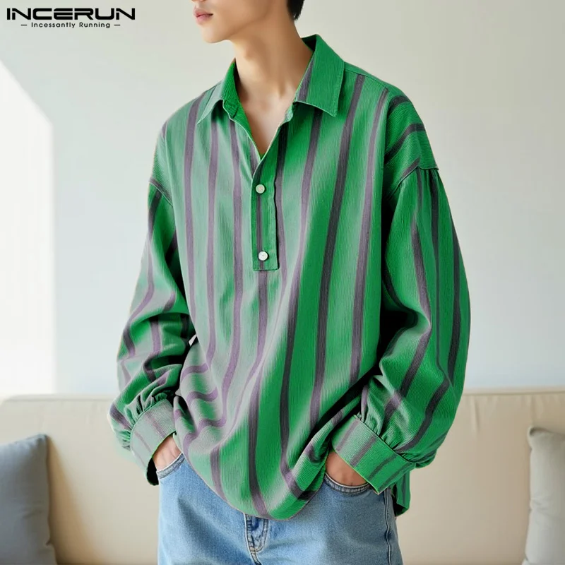 INCERUN Мужская полосатая рубашка с лацканами и длинным рукавом, вельветовая повседневная мужская одежда, уличная одежда, свободные модные топы для отдыха, мужские рубашки
INCERUN Мужская полосатая рубашка с лацканами и длинным рукавом, вельветовая повседневная мужская одежда, уличная одежда, свободные модные топы для отдыха, мужские рубашки