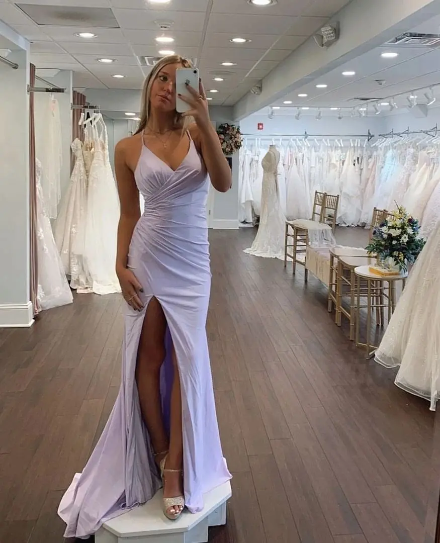 Sapmae V-neck Sheath Court Train Vent Lace Up Backless Purple Floor-length Elegant Prom Formal Evenning Party Dress For Women
Sapmae V-neck Sheath Court Train Vent Lace Up Backless Purple Floor-length Elegant Prom Formal Evenning Party Dress For Women